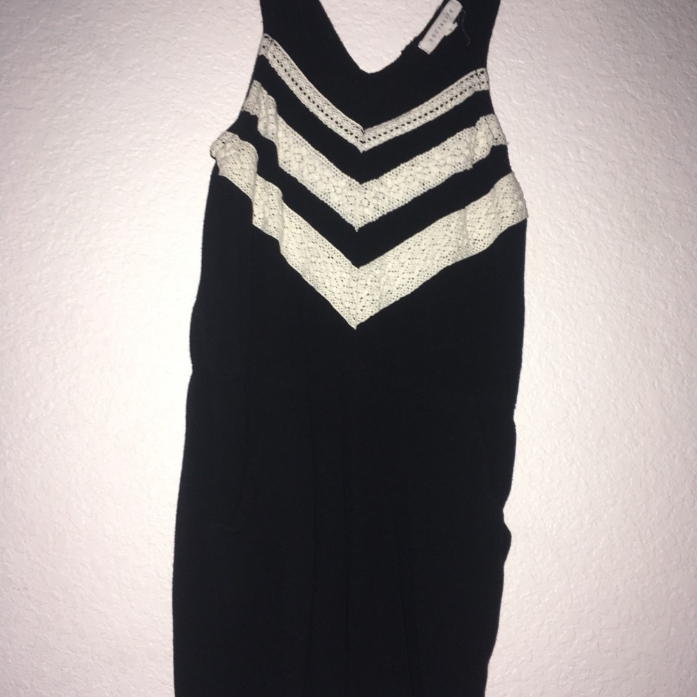 Black Romper with White Design